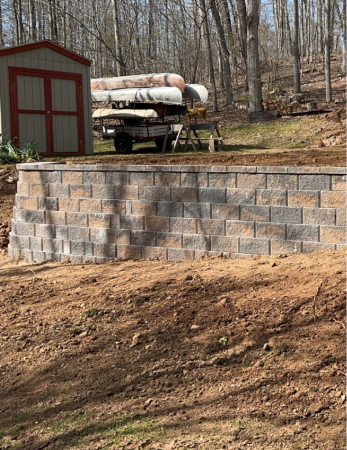 retaining wall built in back yard